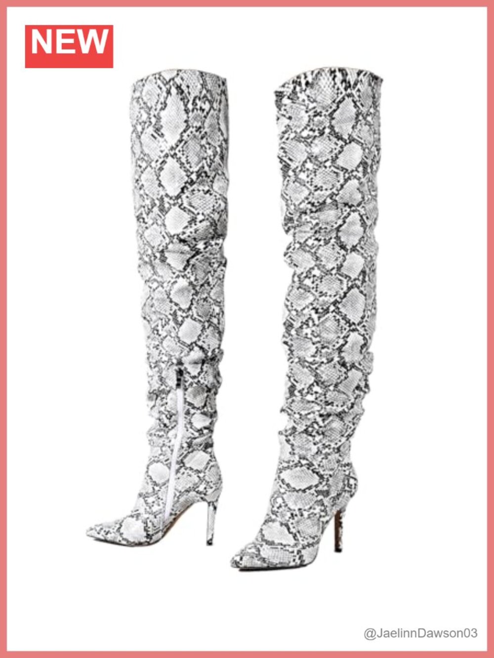 Perixir Snakeskin Over the Knee Boots for Women, Pointed Toe Stiletto High